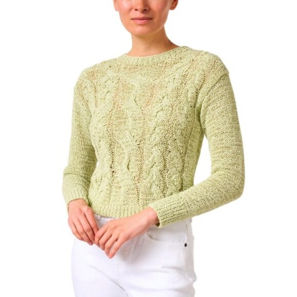 VINCE Sweater Women's XS Pale Lime Green Cable Knit‎ - Picture 3 of 14